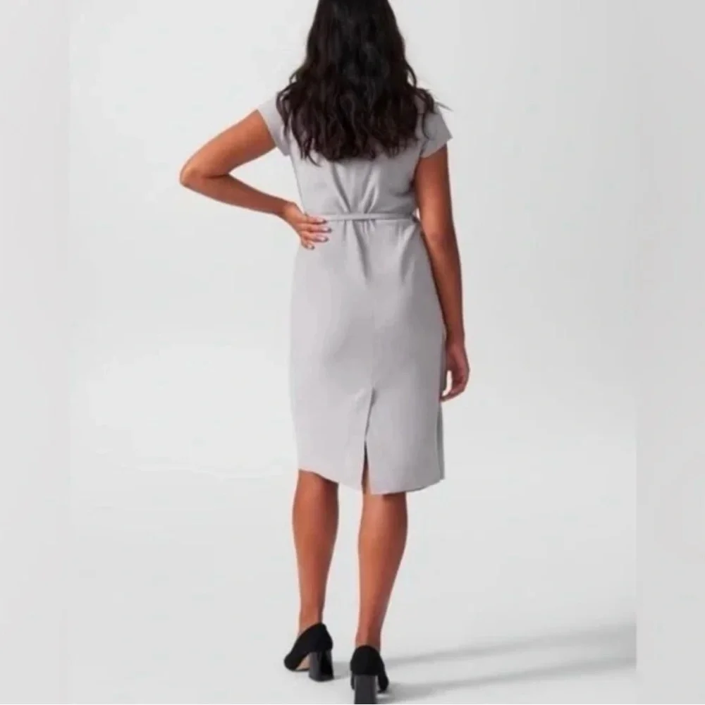 Universal Standards Vesper Polina Dove Gray Drape Dress Workdress NO BELT - Picture 3 of 16